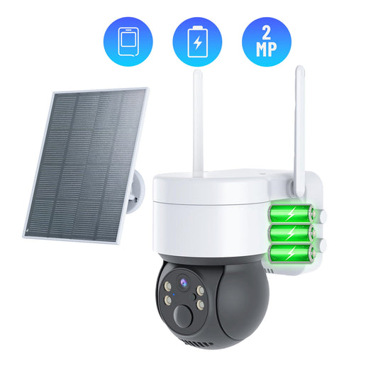 Solar Security Cameras Wireless Outdoor, 1080P WiFi Camera with Solar Panel Battery Powered Surveillance System IP65 Waterproof, Motion Sensor, 2-Way Audio, Color Night Vision, SD Card