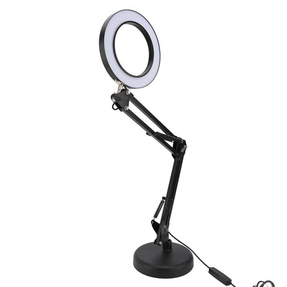 10X Magnifying Glass with Light and Stand, 3 Color Modes Stepless Dimmable 2-in-1 Desk Lamp with Clamp, Clip on Magnifying Glasses with LED Light for Hobby Reading Painting Sewing Close Work