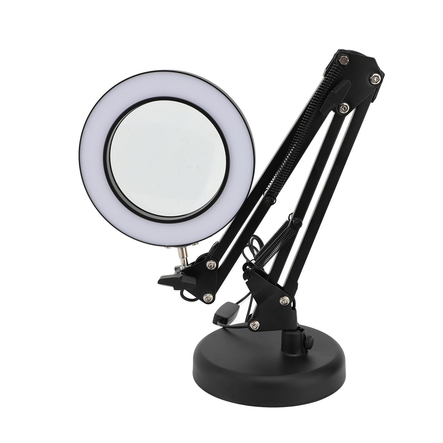 10X Magnifying Glass with Light and Stand, 3 Color Modes Stepless Dimmable 2-in-1 Desk Lamp with Clamp, Clip on Magnifying Glasses with LED Light for Hobby Reading Painting Sewing Close Work