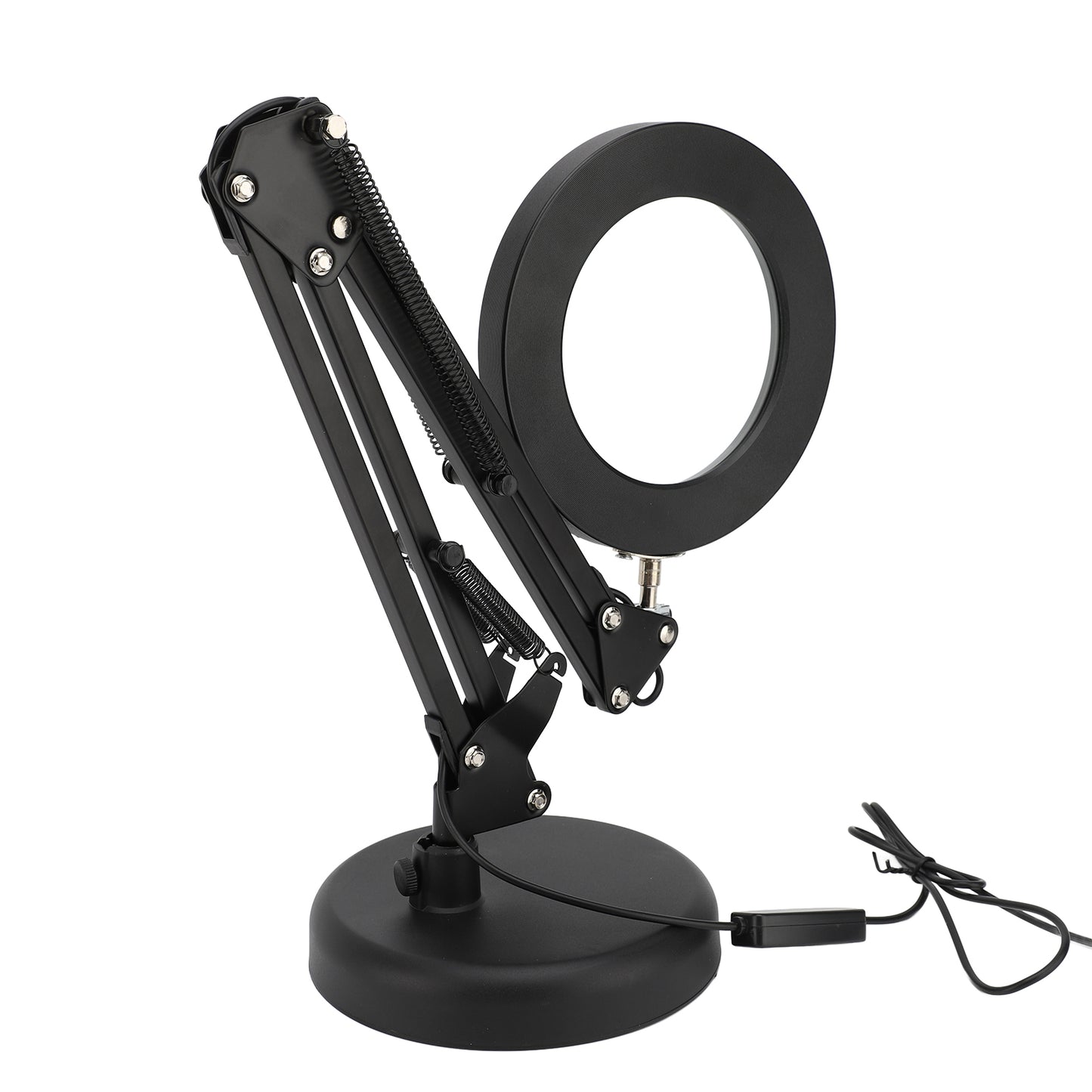 10X Magnifying Glass with Light and Stand, 3 Color Modes Stepless Dimmable 2-in-1 Desk Lamp with Clamp, Clip on Magnifying Glasses with LED Light for Hobby Reading Painting Sewing Close Work