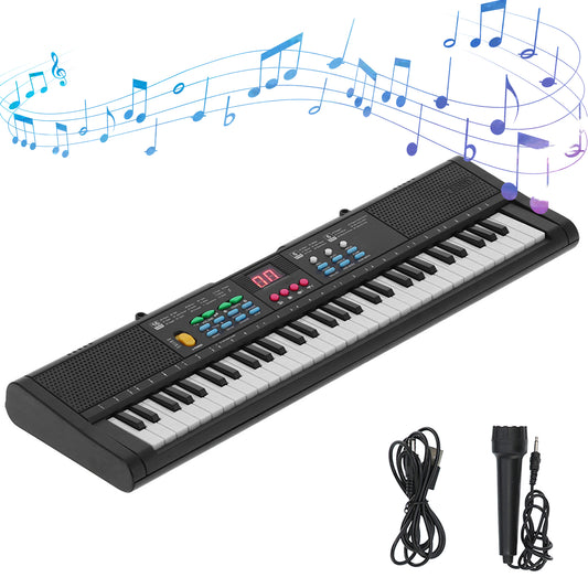 61 Keys Keyboard Piano, Electric Piano with Microphone Built-In Speaker 6 Demo Songs Gift Musical Instrument for Beginners, Teens, Adult (Black)