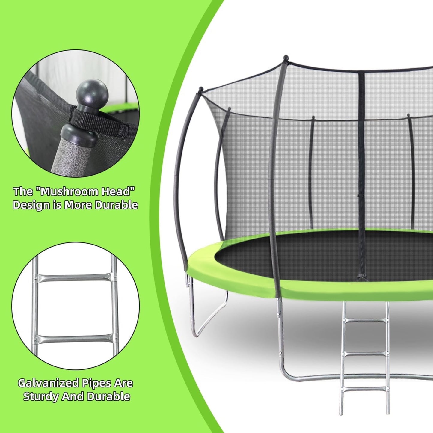 FAGINEY 12FT Trampoline High-Durability Safe and Large Backyard Trampoline with Enclosure Net and Ladder, Perfect for Kids and Adults, 1000lbs Weight capacity - Ideal for Outdoor Fun and Exercise