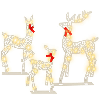 3-Piece Lighted Christmas Deer Set Outdoor Yard Decoration with 360 LED Lights, Home Warm White Light for Christmas Xmas Gift