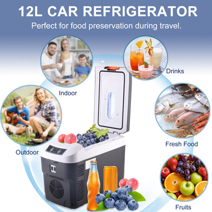 13QT(12L) Portable Car Refrigerator, Freezer Fridge Cooler DC & AC, Mini Fridge for Camping, Travel, Truck, Home, Fishing, RV and Outdoor