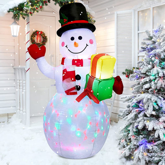 5ft Christmas Inflatable Snowman with Gift Box, Blow Up Christmas Decoration with LED Lights for Holiday/Party/Xmas/Yard/Garden Decorations